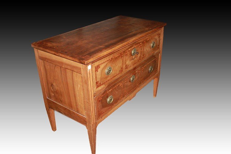 French Chest Of Drawers From The Early 1800s, In The Louis XVI Style, Made Of Walnut Wood. It F-photo-1