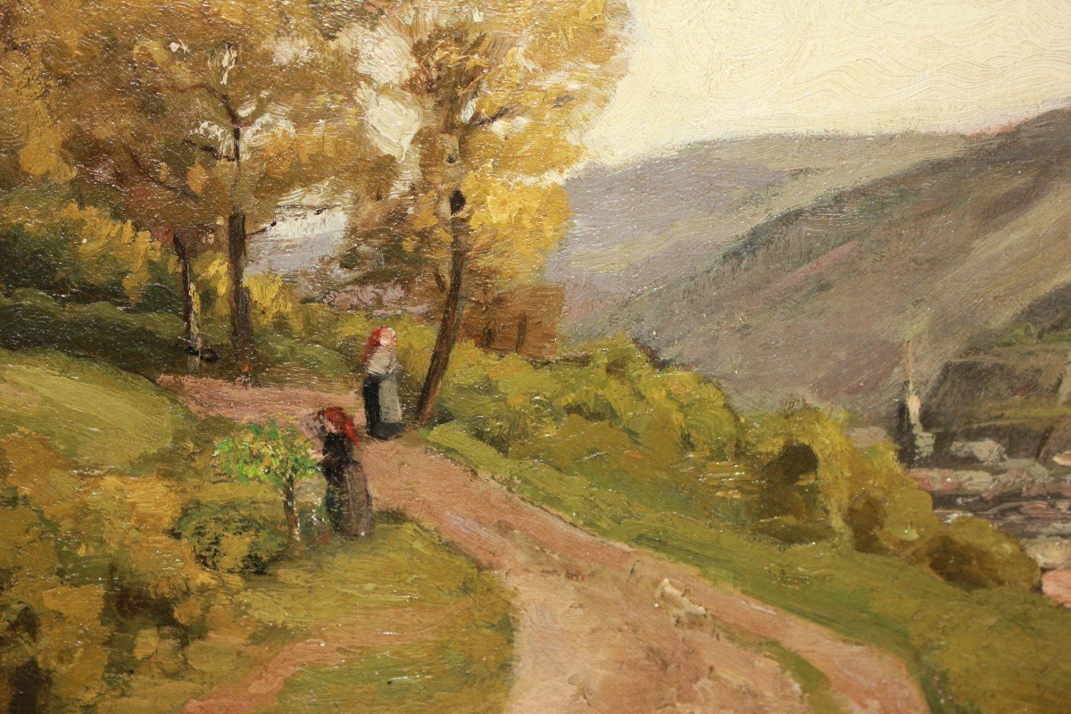 French Oil On Panel From Late 1800s – Countryside Landscape-photo-3