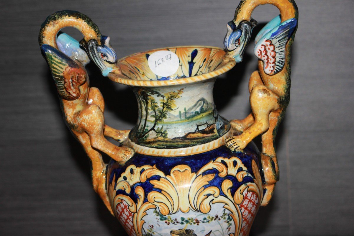 Ginori Doccia Porcelain Amphora Vase, Florence, Late 1700s, Majolica-photo-2