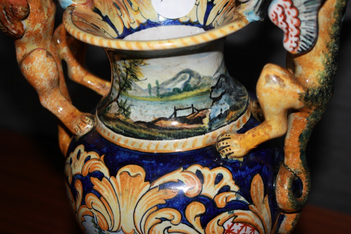 Ginori Doccia Porcelain Amphora Vase, Florence, Late 1700s, Majolica-photo-3