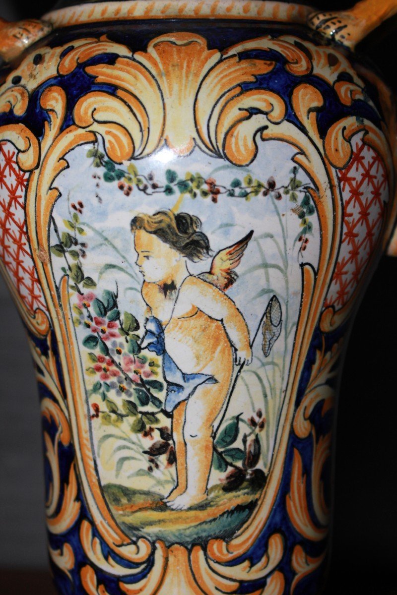 Ginori Doccia Porcelain Amphora Vase, Florence, Late 1700s, Majolica-photo-4