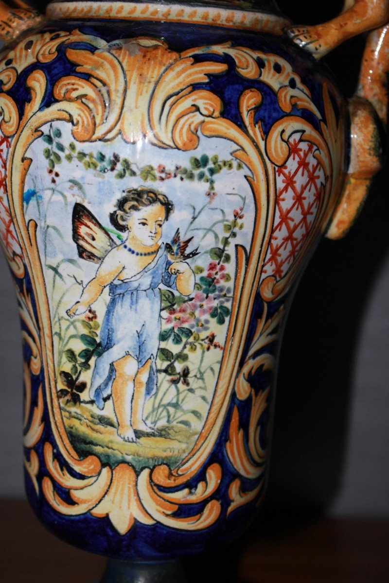 Ginori Doccia Porcelain Amphora Vase, Florence, Late 1700s, Majolica-photo-4