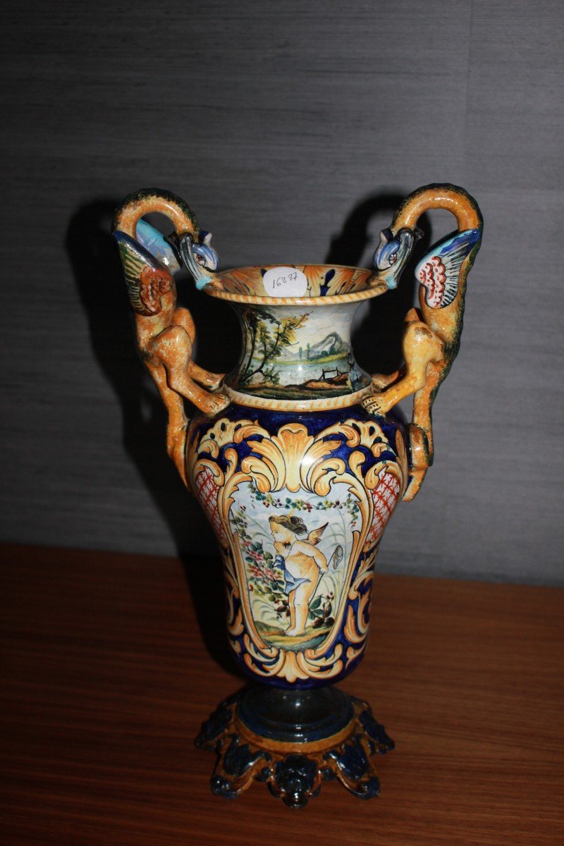 Ginori Doccia Porcelain Amphora Vase, Florence, Late 1700s, Majolica