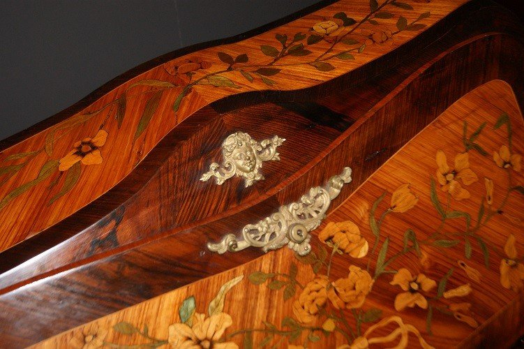 Rosewood And Rosewood Flap Of High Quality Cabinetmaker Because It Is Rich In Polychrome Floral-photo-1