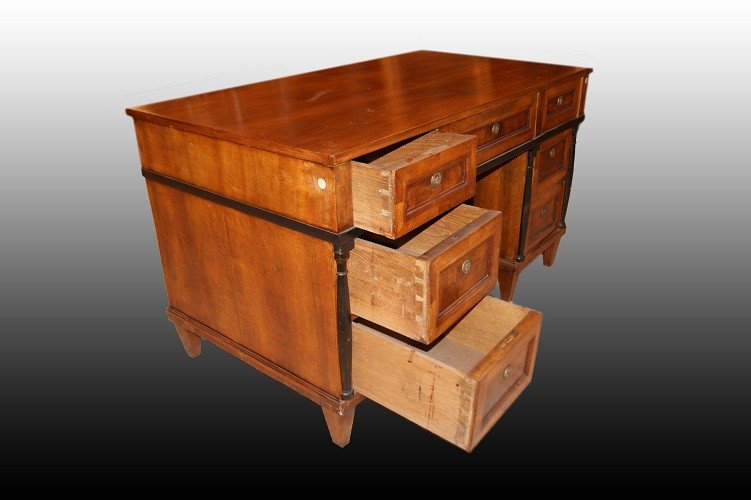 Bureau Italien Du Début Du XIXe Siècle, Style Empire, En Bois De Noyer-photo-1