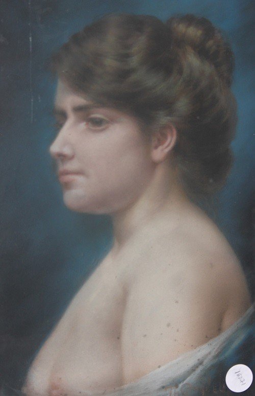 Pastel Français Du Milieu Du XIXe Siècle Représentant Un Nu Féminin Par Theodore Ange Coquelin -photo-2