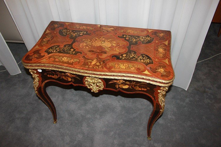 Beautiful English Gaming Table With French Louis XV Style From The First Half Of The 19th Centu-photo-3