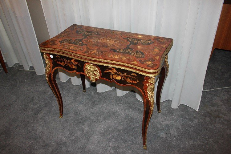 Beautiful English Gaming Table With French Louis XV Style From The First Half Of The 19th Centu