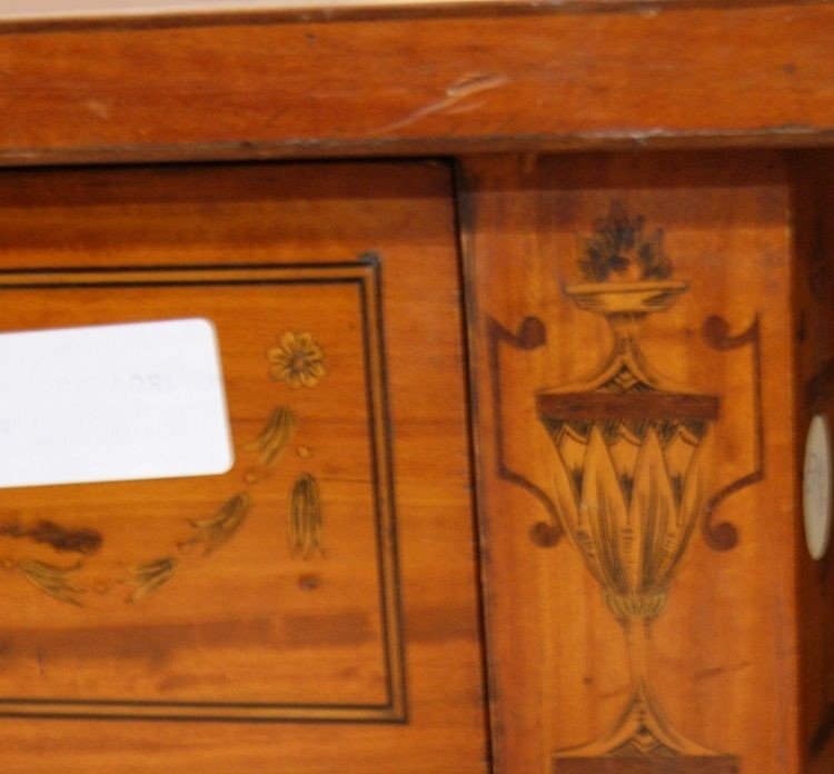 English Writing Table From The First Half Of The 1800s, Sheraton Style, In Lemonwood. It Has 2 -photo-3