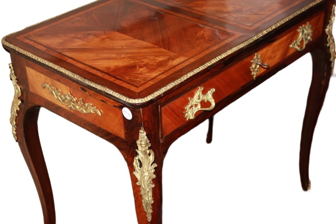 French Desk From Early 1800s | Louis XV Style With Bronze Applications-photo-2