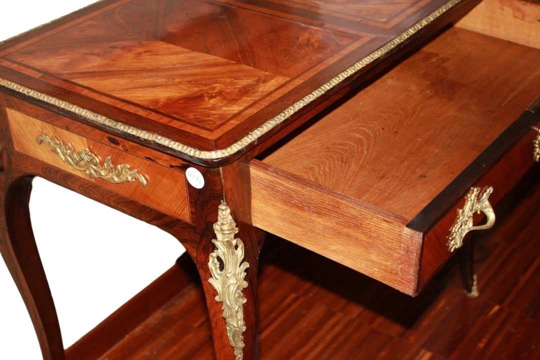 French Desk From Early 1800s | Louis XV Style With Bronze Applications-photo-1