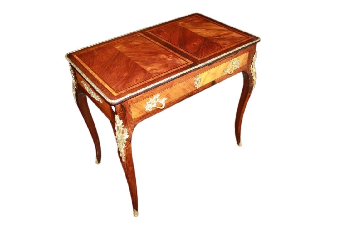 French Desk From Early 1800s | Louis XV Style With Bronze Applications-photo-2