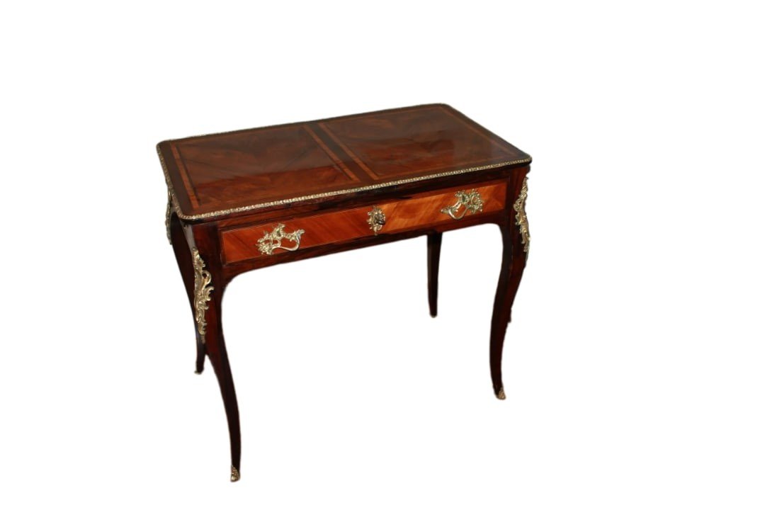 Bureau Français Du Début Du XIXe Siècle | Style Louis XV Avec Applications En Bronze