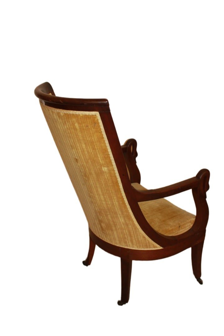 Fauteuil Français Style Empire Du Milieu Du XIXe Siècle En Bois De Mahogany-photo-2