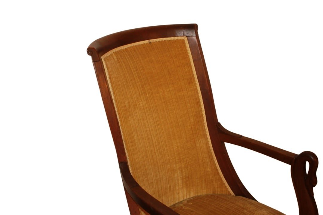 Fauteuil Français Style Empire Du Milieu Du XIXe Siècle En Bois De Mahogany-photo-3