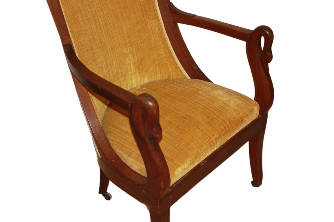 Fauteuil Français Style Empire Du Milieu Du XIXe Siècle En Bois De Mahogany-photo-4