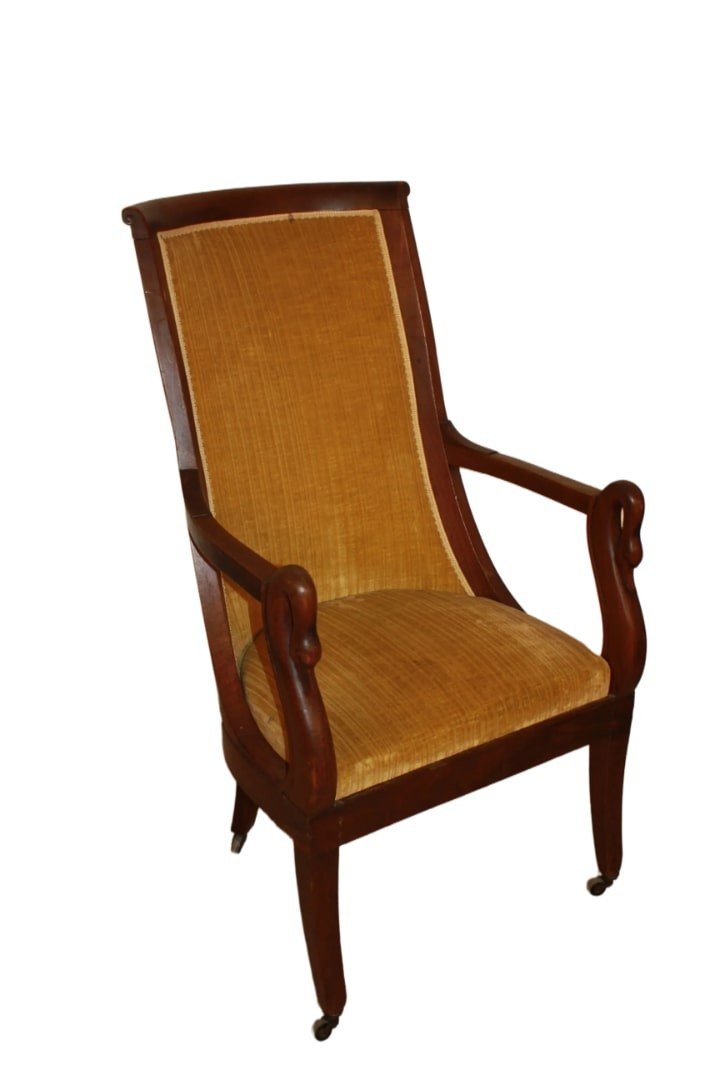 Fauteuil Français Style Empire Du Milieu Du XIXe Siècle En Bois De Mahogany