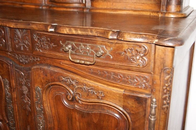 Buffet Provençale Double Corps En Noyer De La Fin Des Années 1800-photo-2