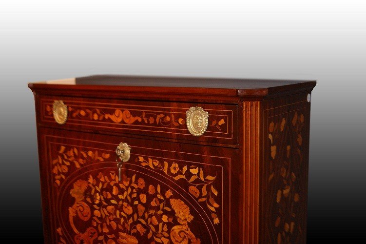 Precious Dutch Secretaire Desk Chest From The Late 1700s And Early 1800s, Louis XVI Style,-photo-3