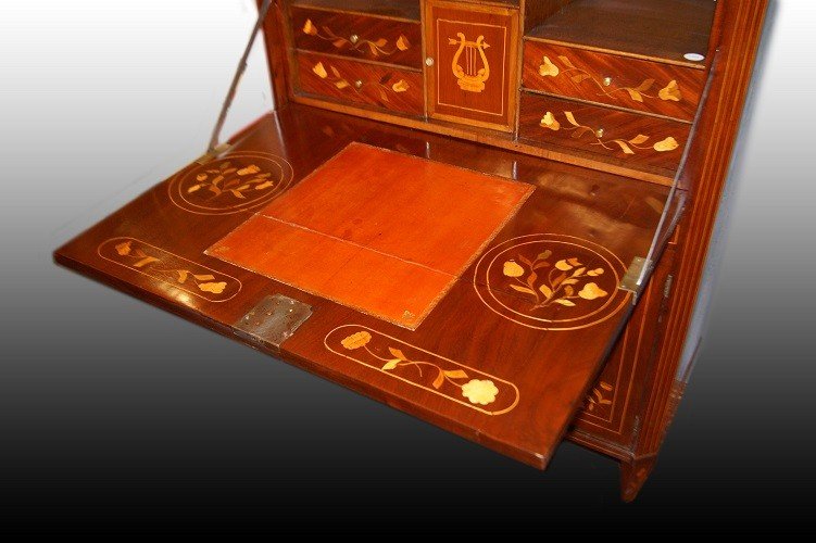 Precious Dutch Secretaire Desk Chest From The Late 1700s And Early 1800s, Louis XVI Style,-photo-3