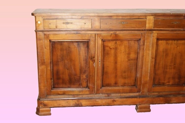 Large French Sideboard Of 3 Meters And 50 Cm, Empire Style From The Mid-1800s, In Cherry Wood-photo-2