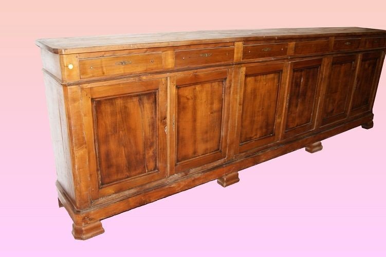 Large French Sideboard Of 3 Meters And 50 Cm, Empire Style From The Mid-1800s, In Cherry Wood-photo-3