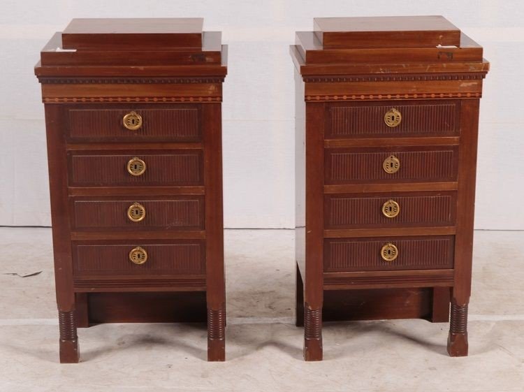 Pair Of Northern European Bedside Tables From The Second Half Of The 1800s, Biedermeier Style, 