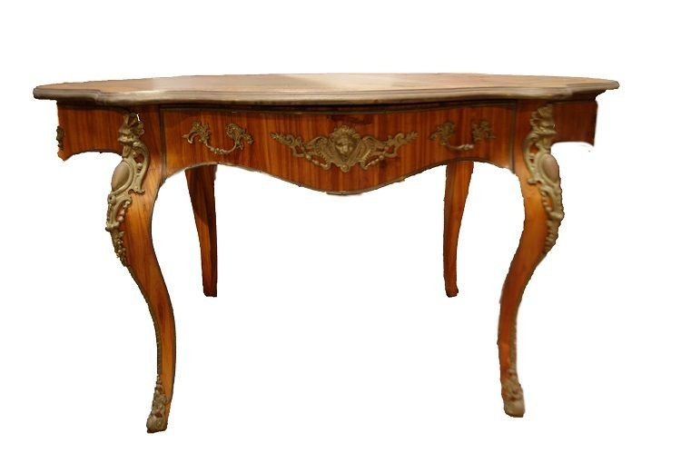 French Desk From The Mid-1800s, Louis XV Style, In Rosewood. It Has A Drawer Under The Top And -photo-3