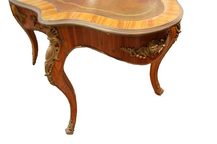 French Desk From The Mid-1800s, Louis XV Style, In Rosewood. It Has A Drawer Under The Top And -photo-4