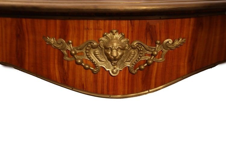 French Desk From The Mid-1800s, Louis XV Style, In Rosewood. It Has A Drawer Under The Top And -photo-1