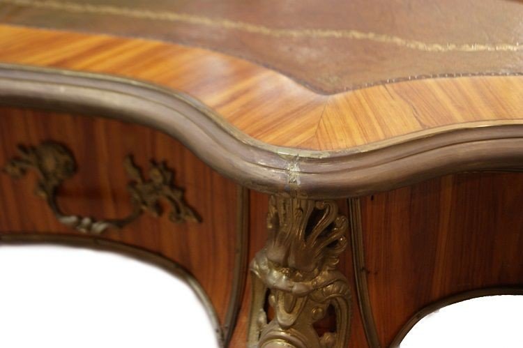 French Desk From The Mid-1800s, Louis XV Style, In Rosewood. It Has A Drawer Under The Top And -photo-2