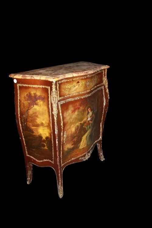 French Vernis Martin Cabinet From The Second Half Of The 19th Century In Louis XV Style-photo-2