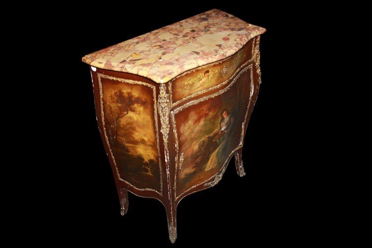 French Vernis Martin Cabinet From The Second Half Of The 19th Century In Louis XV Style-photo-2