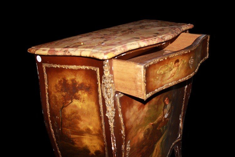 French Vernis Martin Cabinet From The Second Half Of The 19th Century In Louis XV Style-photo-3