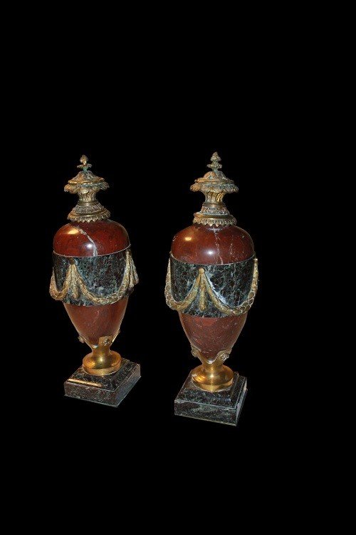 A Pair Of Large French Vases From The Second Half Of The 19th Century, Empire Style