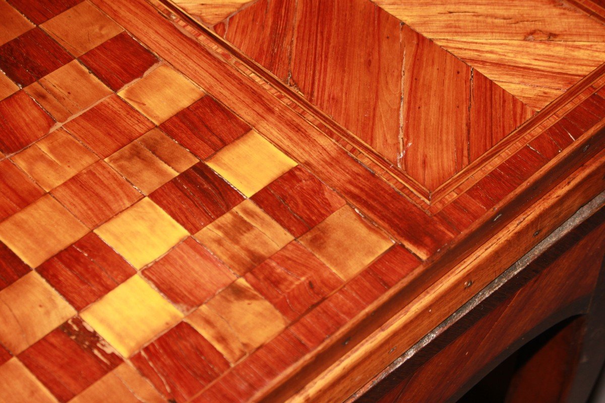 Table De Jeu Française Du Début Du XIXe Siècle De Style Louis XV Avec Damier Incrusté-photo-4