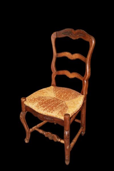 Group Of 10 French Chairs From The Late 1800s, Provençal Style, Made Of Walnut Wood-photo-3