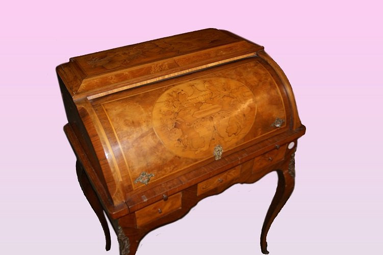 Magnificent French Rolling Desk From The First Half Of The 1800s, In The Louis XV Style-photo-2