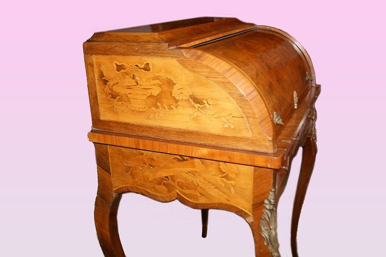 Magnificent French Rolling Desk From The First Half Of The 1800s, In The Louis XV Style-photo-1