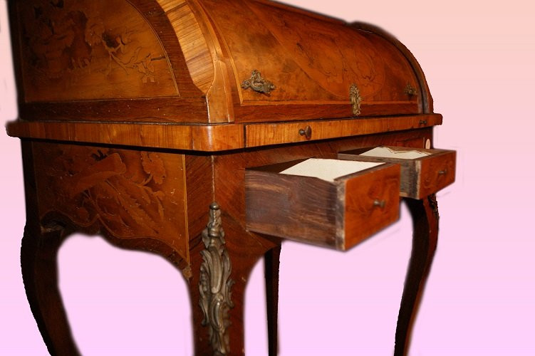 Magnificent French Rolling Desk From The First Half Of The 1800s, In The Louis XV Style-photo-3