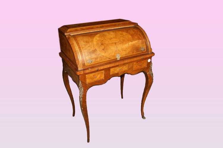 Magnificent French Rolling Desk From The First Half Of The 1800s, In The Louis XV Style