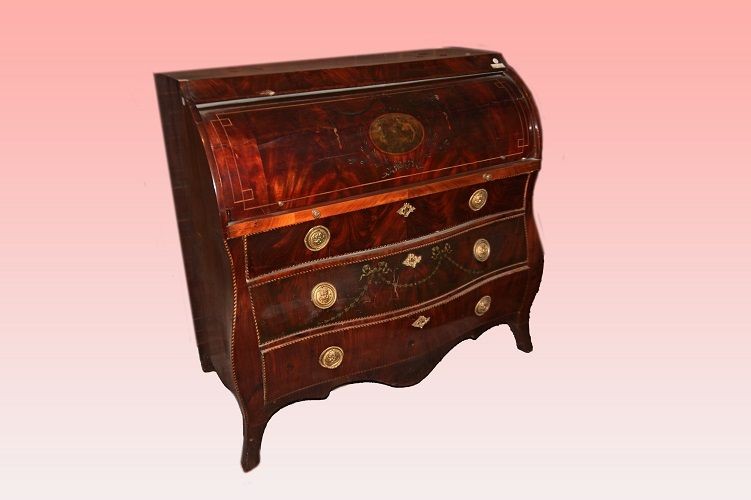 Large Dutch Castor Chest From The Late 1700s, Louis XV Style, In Mahogany Wood