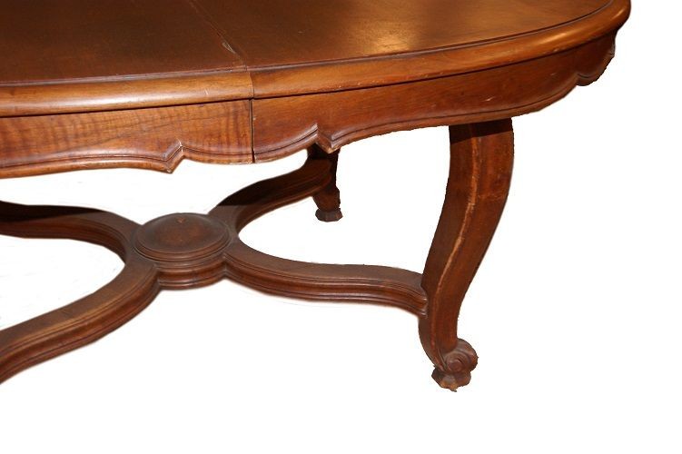 Large French Oval Extendable Table From The Second Half Of The 1800s, Louis Philippe Style-photo-2