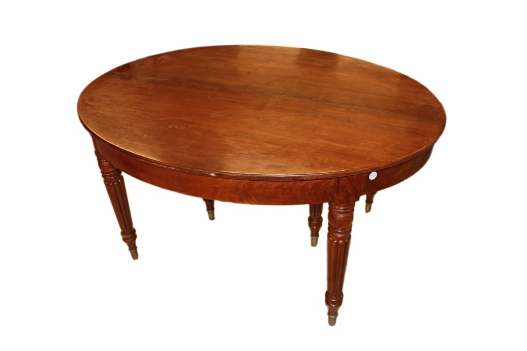 French Oval Extendable Mahogany Table – Late 19th Century-photo-2