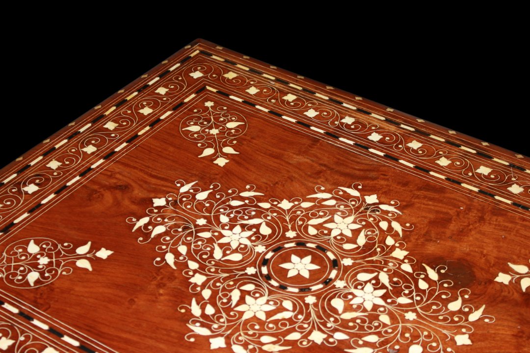 19th Century Syrian Low Table In Teak Wood With Rich Inlays-photo-2