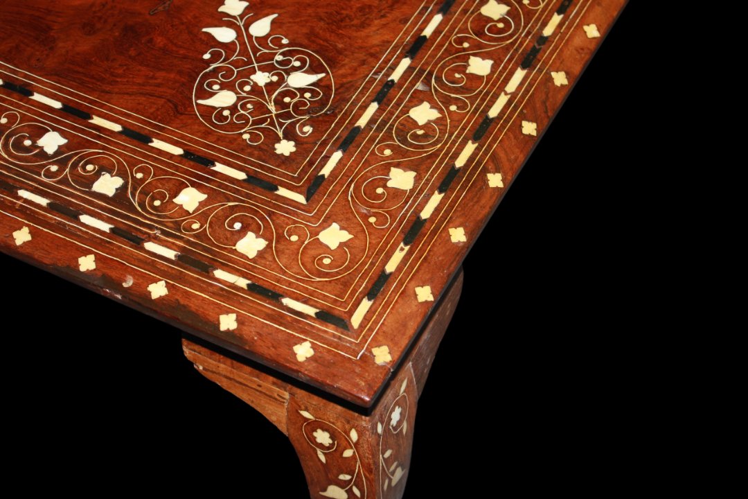 19th Century Syrian Low Table In Teak Wood With Rich Inlays-photo-3