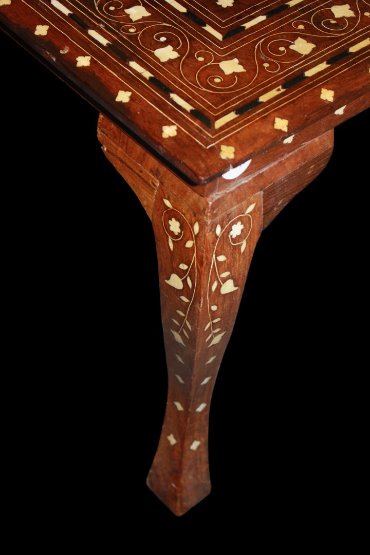 19th Century Syrian Low Table In Teak Wood With Rich Inlays-photo-4