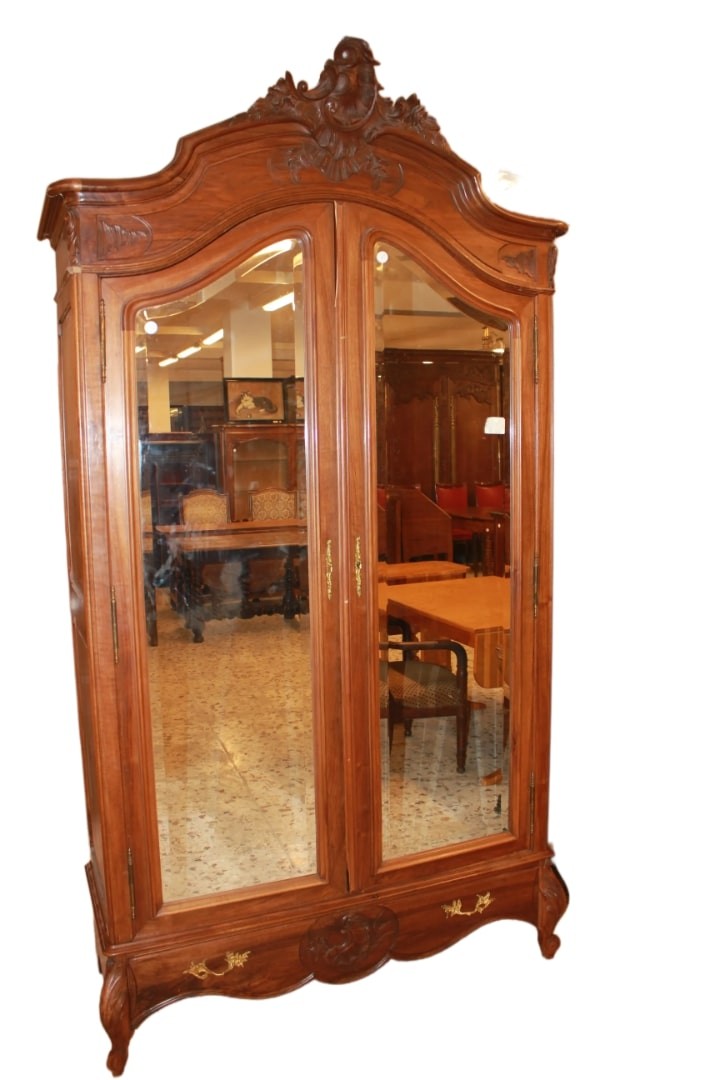 Armoire Avec Miroirs – Style Louis-philippe – Bois De Noyer – Fin XIXe Siècle