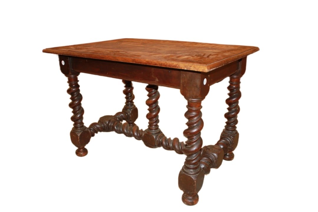 Table Rustique Italienne De Taille Moyenne Avec Pieds Torchon – Milieu Du XIXe Siècle-photo-4