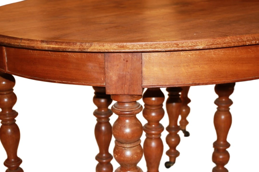 French Oval Extending Table Louis Philippe Style From The 1800s In Walnut Wood-photo-2